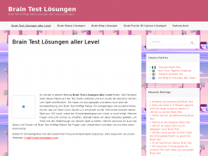 Screenshot des Blogs Brain Test Lösungen