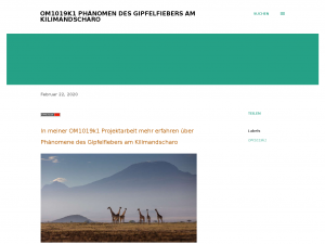 Screenshot des Blogs OM1019k1 Phänomen des Gipfelfiebers am Kilimandscharo