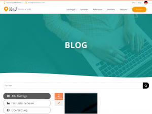 Screenshot des Blogs Ein Übersetzungsbüro, das Sie versteht.