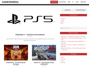 Screenshot des Blogs GameGeneral.de