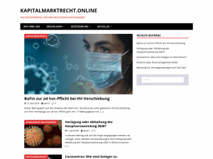 Screenshot des Blogs Kapitalmarktrecht.Online