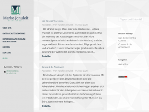 Screenshot des Blogs Marko Jonuleit, Rechtsanwalt, Oranienburg