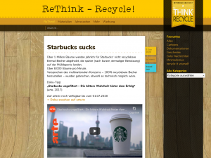 Screenshot des Blogs ReThink – Recycle!