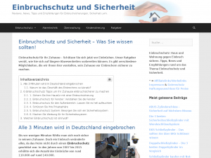 Screenshot des Blogs Einbruchschutz und Sicherheit – So schützen Sie sich!