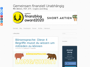 Screenshot des Blogs Short Aktien