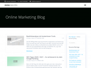 Screenshot des Blogs Online Marketing Blog von Khoa Nguyen