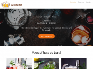 Screenshot des Blogs Alkipedia – Die Nummer 🥇 für Cocktail Rezepte und Trinkspiele