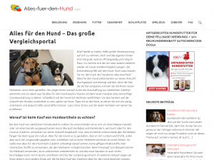 Screenshot des Blogs Alles für den Hund
