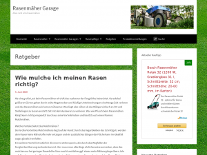 Screenshot des Blogs Rasenmäher Garage – Alles rund ums Rasenmähen