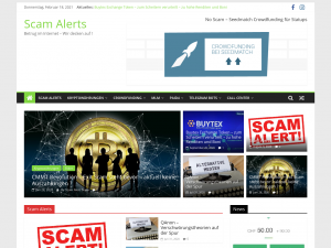Screenshot des Blogs Scam Alerts – Achte auf Betrüger im Internet