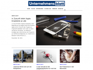 Screenshot des Blogs Unternehmensblatt Schweiz