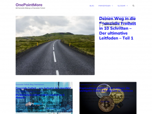 Screenshot des Blogs OnePointMore.de – Dein Weg zum Ziel beginnt hier