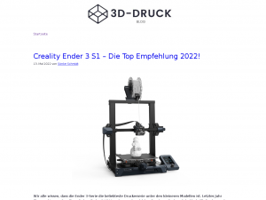 Screenshot des Blogs 3D Druck Blog