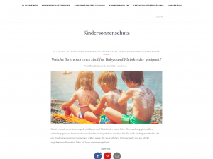 Screenshot des Blogs Kindersonnenschutz