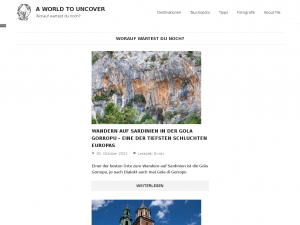 Screenshot des Blogs A World To Uncover