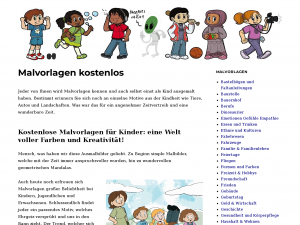 Screenshot des Blogs Malvorlagen & Lifestye