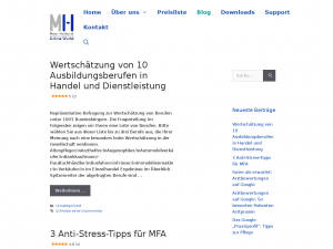 Screenshot des Blogs Tipps für Management und Marketing von Arztpraxen