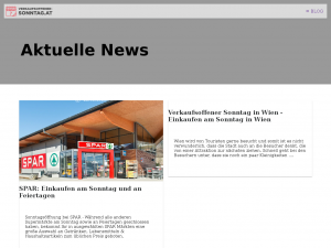 Screenshot des Blogs kaufsonntag.at – Sonntagsverkauf in Österreich