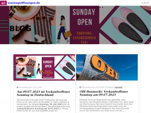 Screenshot des Blogs sonntagsöffnungen.de