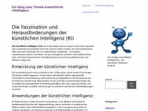 Screenshot des Blogs Ein Blog zum Thema künstliche Intelligenz