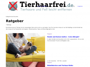 Screenshot des Blogs Tierhaarfrei.de – Tierhaare und Fell leicht entfernen