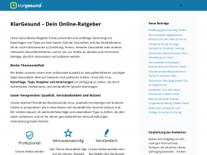 Screenshot des Blogs KlarGesund – Dein Gesundheits-Ratgeber