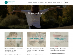 Screenshot des Blogs Stressfrei arbeiten, glücklich leben: Dein Weg zur Zufriedenheit
