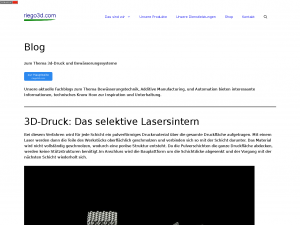 Screenshot des Blogs 3D-Druck: Das selektive Lasersintern