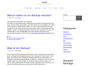 Screenshot des Blogs Cy3er – LowEnd Stuff und Self-Hosting