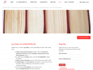 Screenshot des Blogs Jura Blog von JURALERNPLAN