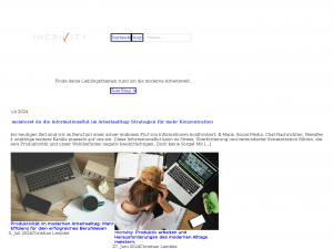 Screenshot des Blogs Incrivity – Increase your productivity