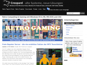 Screenshot des Blogs Retro Computing Windows 95 98