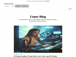 Screenshot des Blogs Mysong.Studio Musikblog