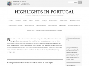 Screenshot des Blogs Highlights in Portugal- costa-portugal.de