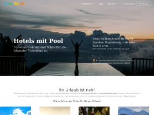 Screenshot des Blogs Hotels mit Pool