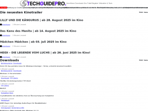 Screenshot des Blogs TechGuidePro – News, Downloads, Kinotrailer, CMS & mehr!