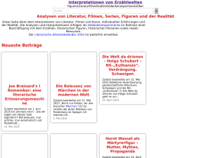 Screenshot des Blogs Interpretationen von Erzählwelten