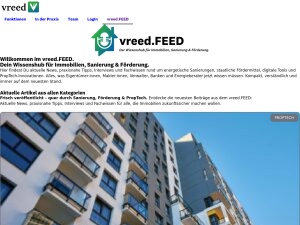 Screenshot des Blogs vreedFeed – Dein Wissenshub für Immobilien, Sanierung & Förderung.