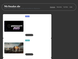 Screenshot des Blogs McSnakes Blog