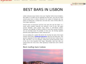 Screenshot des Blogs Where to find the best bars in Lisbon?