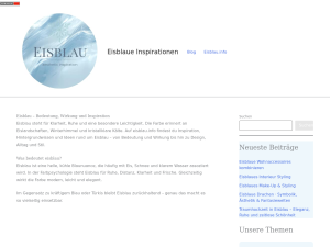 Screenshot des Blogs Eisblau – Bedeutung, Wirkung, Inspiration