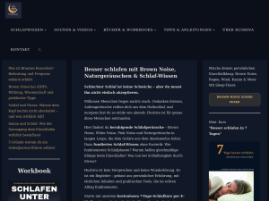 Screenshot des Blogs Hushiva – Hintergrundwissen rund um Schlaf und seine Zusammenhänge