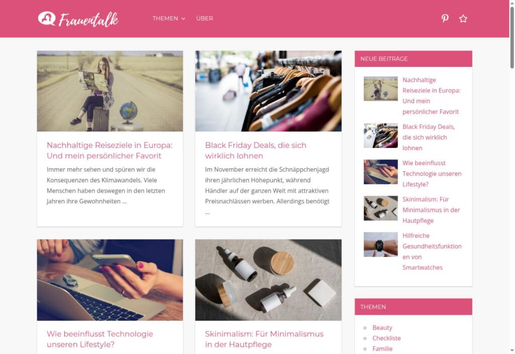 Website-Vorschau von Frauenblog & Magazin • Frauentalk.net