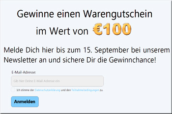 Beispiel einer Newsletter-Anmeldung gepaart mit einem Gewinnspiel
