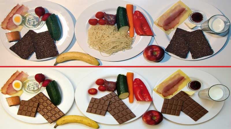 Schokolade durch Vollkornbrot ersetzt